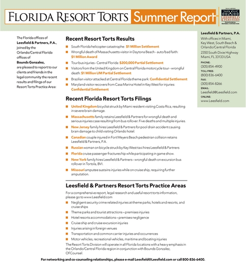 Florida Resort Torts Report 2010